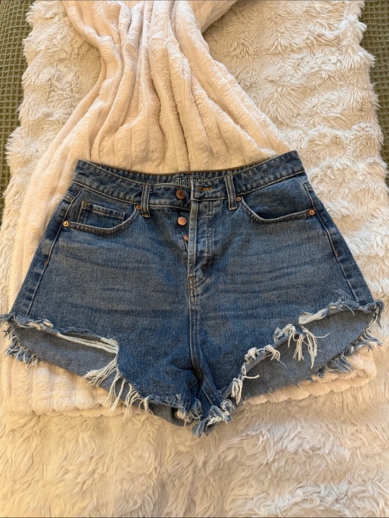 wild fable Pants - wild fable Distressed High-Waist Denim Shorts - Blue